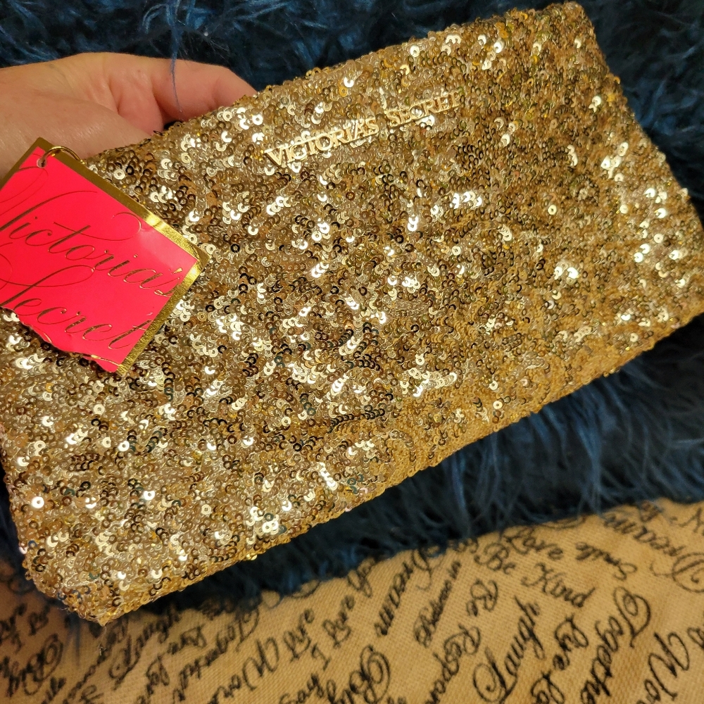 Victoria’s Secret gold sequin cosmetic bag - Picture 8 of 10